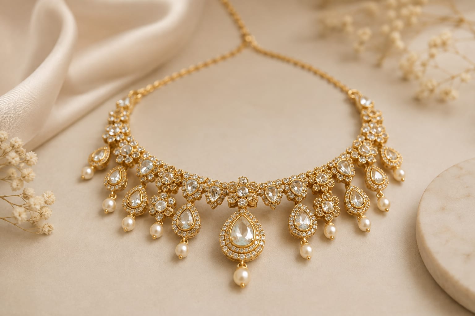Emerald Pearl Statement Necklace