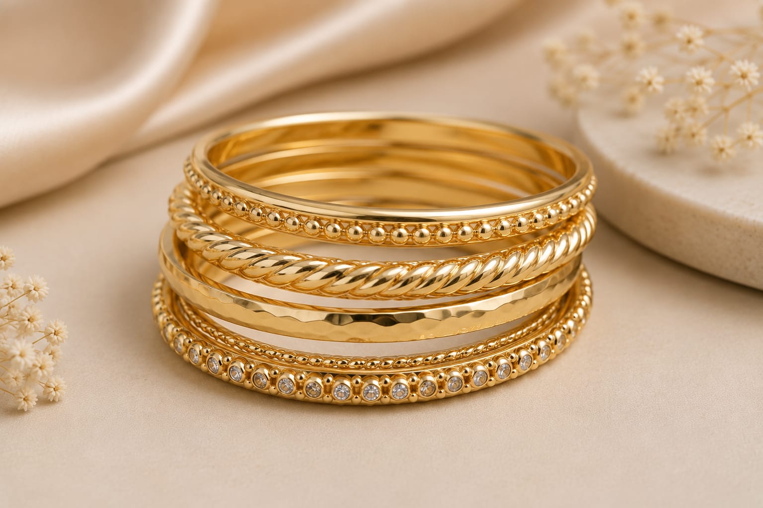 Modern Gold Layered Bangles