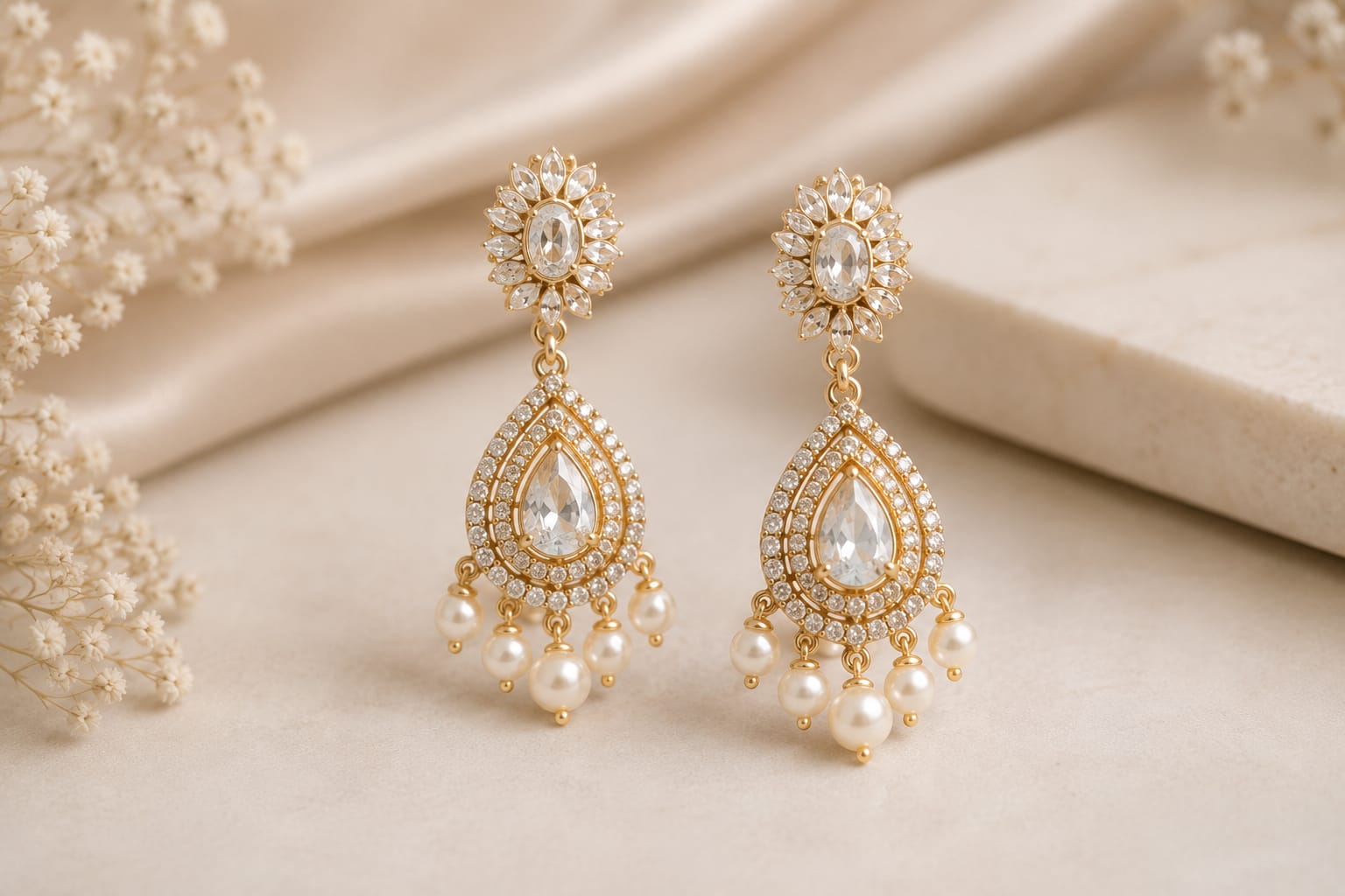 Pearl Drop Statement Earrings
